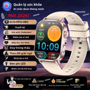 GUHUAVMI | Đồng Hồ Thông Minh Dành Cho Nữ Theo Dõi Sức Khỏe Thời Trang Đo Điện Tâm Đồ (ECG) Huyết Áp (BP) Lipid Máu Oxy Máu Nhịp Tim Chống Nước Theo Dõi Thể Dục Có Chức Năng Theo Dõi Giấc Ngủ