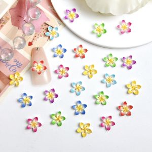 20PCS 3D ความแปลกใหม่หวานสร้างสรรค์เรซิ่นดอกไม้เล็บ Charms Gradient สีสันห้ากลีบดอกไม้ตกแต่งเล็บสําหรับ DIY เล็บ