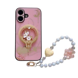 Case for iPhone 16 Plus iPhone 16 Pro Max Delicate Ring Bracket Magnetic Back Cover With Boutique Bracelet Fine-Hole Lens Camera Protection Anti-Drop Shockproof Protective Case