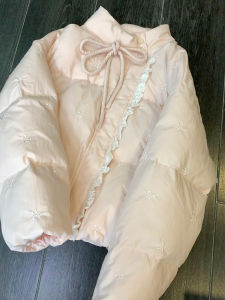 Áo Khoác Cotton Dày Màu Hồng Cổ Đứng Phong Cách Hàn Quốc Thường Ngày Dài Tay Màu Trơn Mùa Đông Cho Nữ