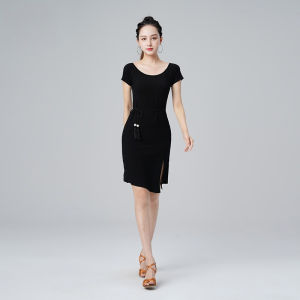 Women Short Sleeve Loose Soft Latin Dance Dress Adult Training Practice Stage Performance Costume Line dance clothing women