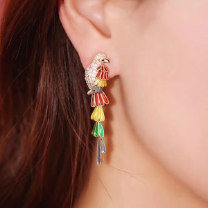 MESU.ACC | Vintage Style Colorful Parrot Earrings with Tassels
