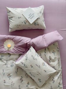 Delicate Floral Pure Cotton Combed Bedding Set Four-Piece Comforter Cover Sheet Three-Piece Fresh Style Bedding Ensemble