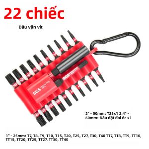 Bộ Tua Vít Đầu Torx Thép S2 22 Món T7-T40 TT7-TT40 Từ Tính Kèm Dụng Cụ Vặn Ốc Dùng Cho Máy Khoan Điện Màu Đỏ