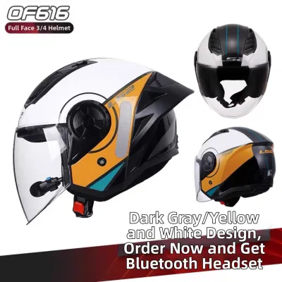 LS2 | Bluetooth Autumn Winter Motorcycle Half Helmet 3/4 Style