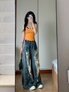 Quần Jeans Nữ Ống Rộng Ống Thẳng Cạp Cao Thời Trang Mùa Hè Quần Dài Ôm Dáng Thiết Kế Cổ Điển Phong Cách Mỹ Quần Dài Thường Ngày