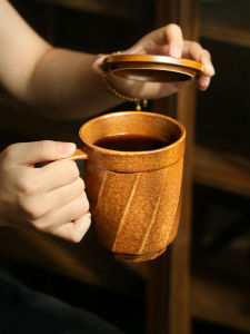 Large Capacity Ceramic Mug with Lid Vintage Coffee Milk Cup for Office Tea Drinking Couple Home Use JiuTu Mug from JingDeZhen