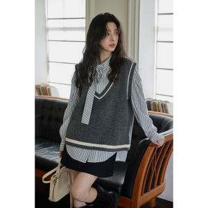 seemon | Áo Len Dạng Vest cổ V Màu Xám Lazy Feel