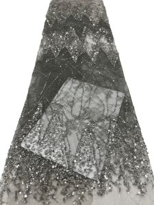 Luxury High-end Beaded Fabric Tulle Sequins Embroidery Fabric Fashion French Tulle Mesh Lace Fabric for Wedding 5 Yards AT2884