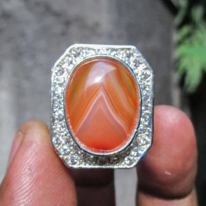 Asli Batu Sulaiman Junjung Derajat Orange Kristal 18cm Ring.11