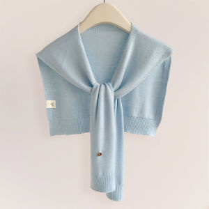 BILLI ZILLY | Skin-friendly Knitted Shawl Womens Summer Lightweight Soft Air Conditioned Room Scarf Pure Color Knot Small Cannon Shoulder
