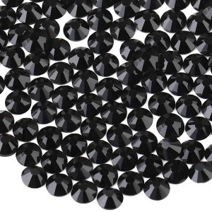 เพชร Swarovski Pure Black Flat Bottom Rhinestones สำหรับชุดเต้นรำ DIY ประดับเพชรคริสตัลสีดำ อุปกรณ์ตกแต่งเครื่องประดับ