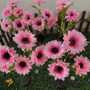 Solar Sunflowers Lights Lamp Garden Lights Floral Lights Solar Powered LED Lawn Light Outdoor Garden Decor Yard Landscape 607