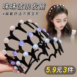 เข็มขัดผมทรงคลื่นสไตล์เกาหลีสำหรับผู้หญิง เครื่องประดับผมแบบใหม่ปี 2024 ที่ไม่ติดกับศีรษะและมีความเป็นมิตร