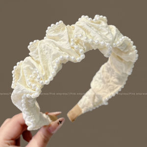 PINK EMPRESS | Off-White Beaded Headband New Design High-Crown