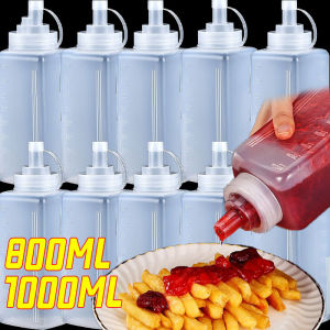 1000ML /800 ML Kitchen Sauce Squeezing Bottles / Large Diameter Plastic Seasoning Dispenser Storage Bottle / Leak-proof Plastic Condiment Bottles / Kitchen Ketchup Salad Oil Bottles