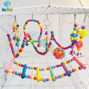 Parrot Bird Funny Toy Hanging Suspension Bead Ball Toy Colorful Chewing Swing Toy For Pet Bird Climbing