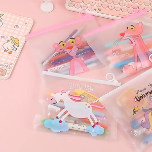 [uBeli] Beg Pensil Unicorn Ring Zipper Bag PVC File Bag Zipper Waterproof Pencil Case Stationery Bag 透明笔袋 - ST55