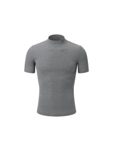 HarH Mens Short Sleeve T-Shirt Cool Sensation Fitness Sport Quick Dry Half High Collar Breathable Comfortable Cotton Tee