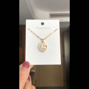 Original 916 Gold Titanium Moon Love Heart Clever Collarbone Chain