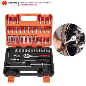 53pcs Socket Set Multifunctional Wrenches Chrome Vanadium Steel Auto Car Repair Tool Box Set