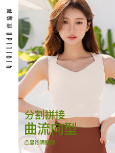 YiqiLian Yoga Fitness Womens Vest V-Neck Pilates Low-Intensity Sports One-Piece Sports Top Moisture Wicking Super Elastic Breathable Nylon Sports Bra