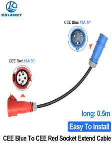 EV Charger Adapter CEE Blue to 0.5M 11KW 16A CEE Red Schuko Plug For Portable EV Charger
