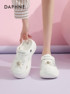 Daphne Thick Heel Clog Shoes Womens Summer Two-Way Wear Cloud Heightening Sandals Casual Low Cut EVA Material Footwear