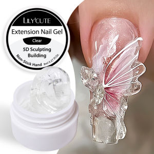 LILYCUTE 8ml Clear Non-Stick Hand Solid Extension Nail Gel Polish Hard Carving Flower Construction 3D Shaping Jelly Nail Art Gel