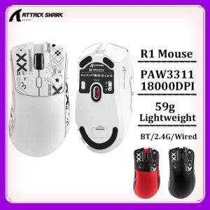 ATTACK SHARK | Origin Attack Shark R1 2.4G USB Tri-modeWireless Gaming Mouse Bluetooth Connection 18000DPI 1000Hz Macro Mice for PC MacBook Win