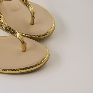 HOPE ROZA Women Round Toe Leather Sandal With Adjustable Strap - Soft and Anti Slip Sole Flat Leather Womens Sandals - Supah Gold