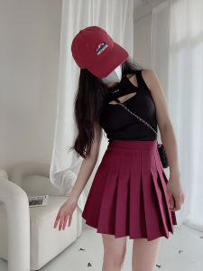 กระโปรงสั้นทรงเอเอวสูงทรงสลิมฟิตสไตล์เกาหลีสำหรับผู้หญิงในฤดูใบไม้ผลิและฤดูร้อน ป้องกันแสง กระโปรงสั้นทรงเอ