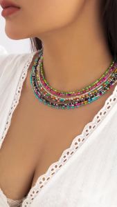 IngeSight.Z Bohemian Colorful Rice Beaded Choker Necklace For Women Handmade Summer Short Collar Clavicle Chain Party Jewelry