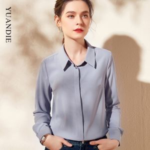 White Work Shirt Womens Spring Autumn Royal Blue Professional Chiffon Top Suit Inner Interview Formal Workwear Polyester Fiber