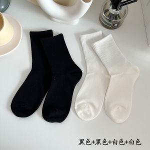 Deep Grey Pure Cotton Sports Socks Womens Mid-Calf Spring Summer Style Anti-Pilling Slimming Effect Home Comfort Stockings