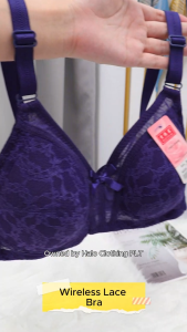 Full Cup Women Bra Plus Size Wireless Lace Soft Cup [Alya Bra Shop]