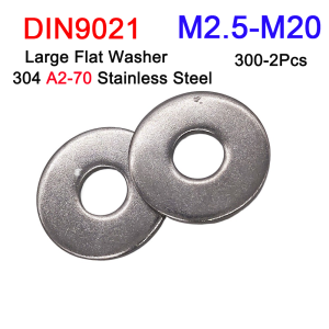 M2.5 M3 M4 M5 M6 M8 M10 M12 M14 M16 M18 M20 Large Flat Washer 304 A2-70 Stainless Steel Big Metal Gasket Plain Washers DIN9021