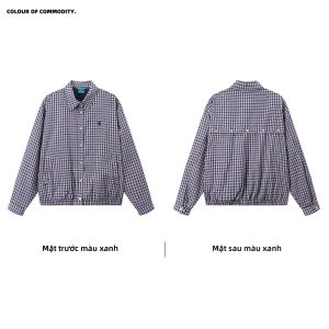 JNXS | Áo Khoác Rộng Thiết Kế Vent Sau Thêu Caro Cổ Điển