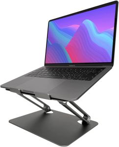 Meewoo Laptop Stand Metal Computer Lifter Folding Portable Laptop Stand Adjustable Ergonomic Laptop Riser Heat Dissipation Bracket Non-slip for 10 to 17 inch Laptop Tablet Holder