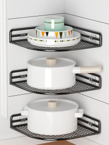 ชั้นวางครัวมุมหลายชั้น ติดผนัง ไม่ต้องเจาะ จัดเก็บเครื่องปรุง เครื่องปรุงรส ชั้นวางสุกใส่เครื่องปรุงรส 3 มิติ 304 สแตนเลส