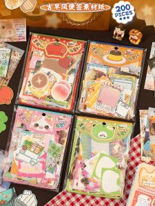 200 แผ่น กระดาษโน้ตสไตล์วินเทจ ลายการ์ตูนน่ารัก อาหารญี่ปุ่น กระดาษพื้นฐานสำหรับติดกระดาษ กระดาษติดตกแต่ง กระดาษติดตกแต่ง