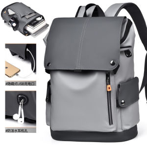 New Business Travel Laptop Bag Large Capacity PU Leather Backpack Double Shoulder Mens Bag Workwear Functional Trendy Bag
