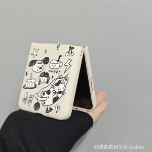 Doodle Line Cat Style Mobile Phone Case Full Cover Anti-Fall for Huawei Samsung ZFlip6/5 Xiaomi Mix Skin Feel Oppo Find N3 P50 Pocket 2