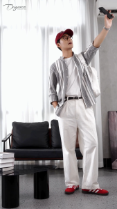 Áo Sơ Mi Nam Cổ Tàu Dugarco Vải Linen Dài Tay Họa Tiết Kẻ To Dáng Casual Style Hàn Quốc 238SM21044