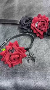 Vòng cổ nữ choker Hoa Hồng Đen Đỏ bằng vải có dây dài đeo cổ cá tính thời trang Hàn Quốc - Đầu Lâu Nhện