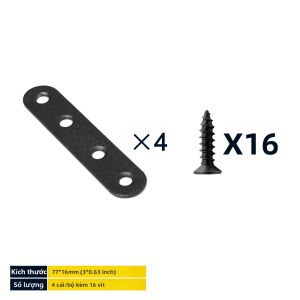 Bộ Khung Nối Kim Loại Thẳng Phẳng Màu Đen 16/40/80 Chiếc Kèm Ốc Vít 17x76mm Dùng Cho Khung Góc Chế Biến Gỗ