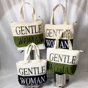 GW01 Tas Tote Wanita Motif Abstract Warna Krem/Hitam - Fashion Import Bahu Kuliah Bisa COD