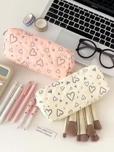 Original Love Pencil Bag Large Capacity Simple Girly Heart Student Stationery Bag Study Stationery Bag Cosmetic Bag
