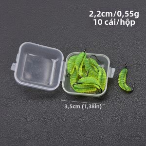 MrLurion 10 Chiếc Giun Đất Softbait Lure 2Cm Cho Cá Hồi Cá Hồi Bass Câu Cá Côn Trùng Mồi Có Móc Câu Hộp Gói