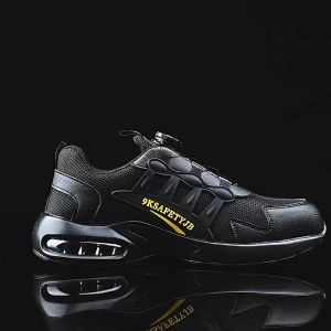 HL MALL Safety Shoes Sport Shoes Low-Cut Mens Anti-Smashing Anti-Piercing Steel Toe Cap with Rotating Button protection work shoes - 818 (BLACK)